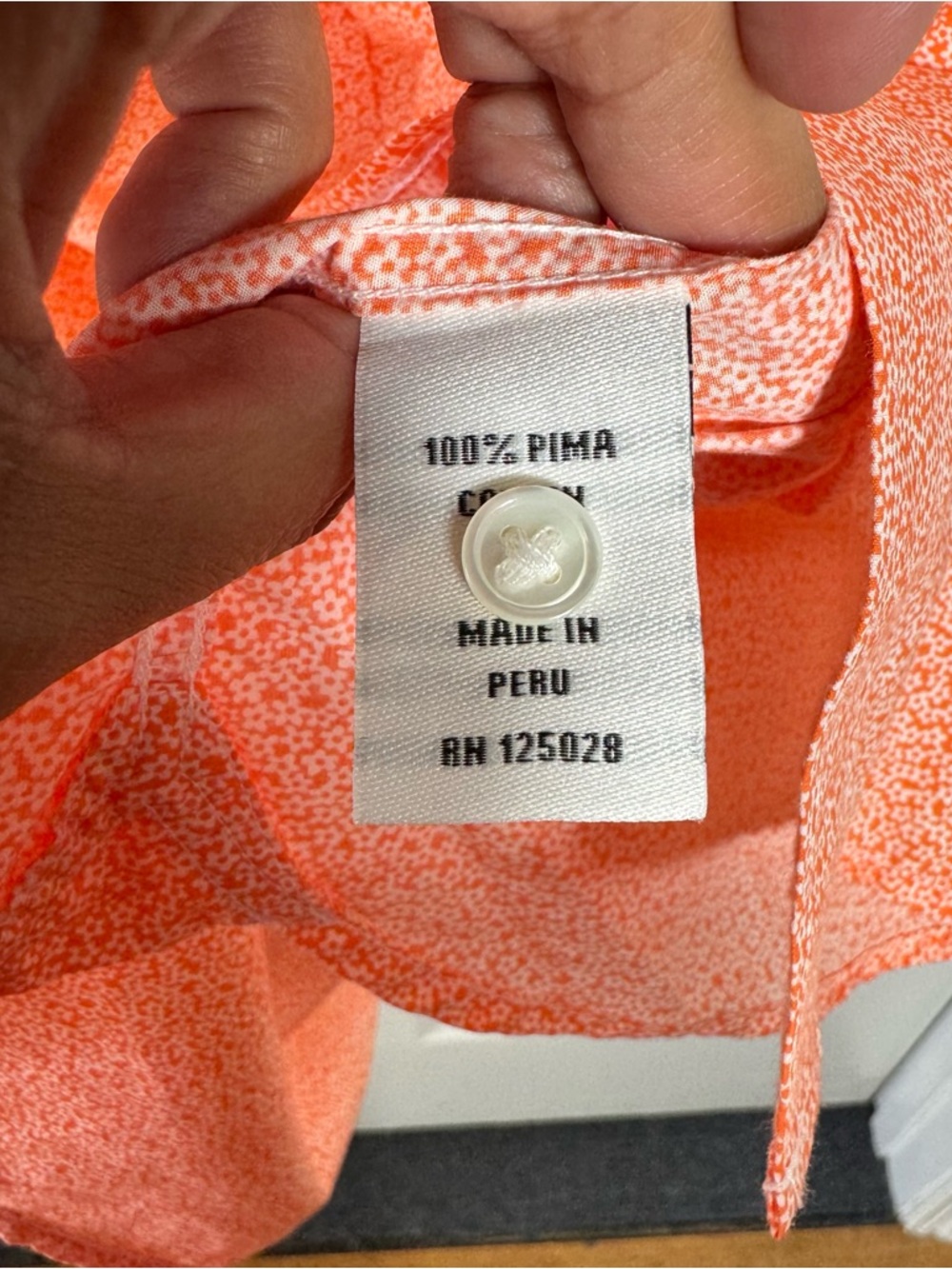 Psycho Bunny Button Down Shirt 2XL Orange Floral Print Lightweight - Picture 4 of 9